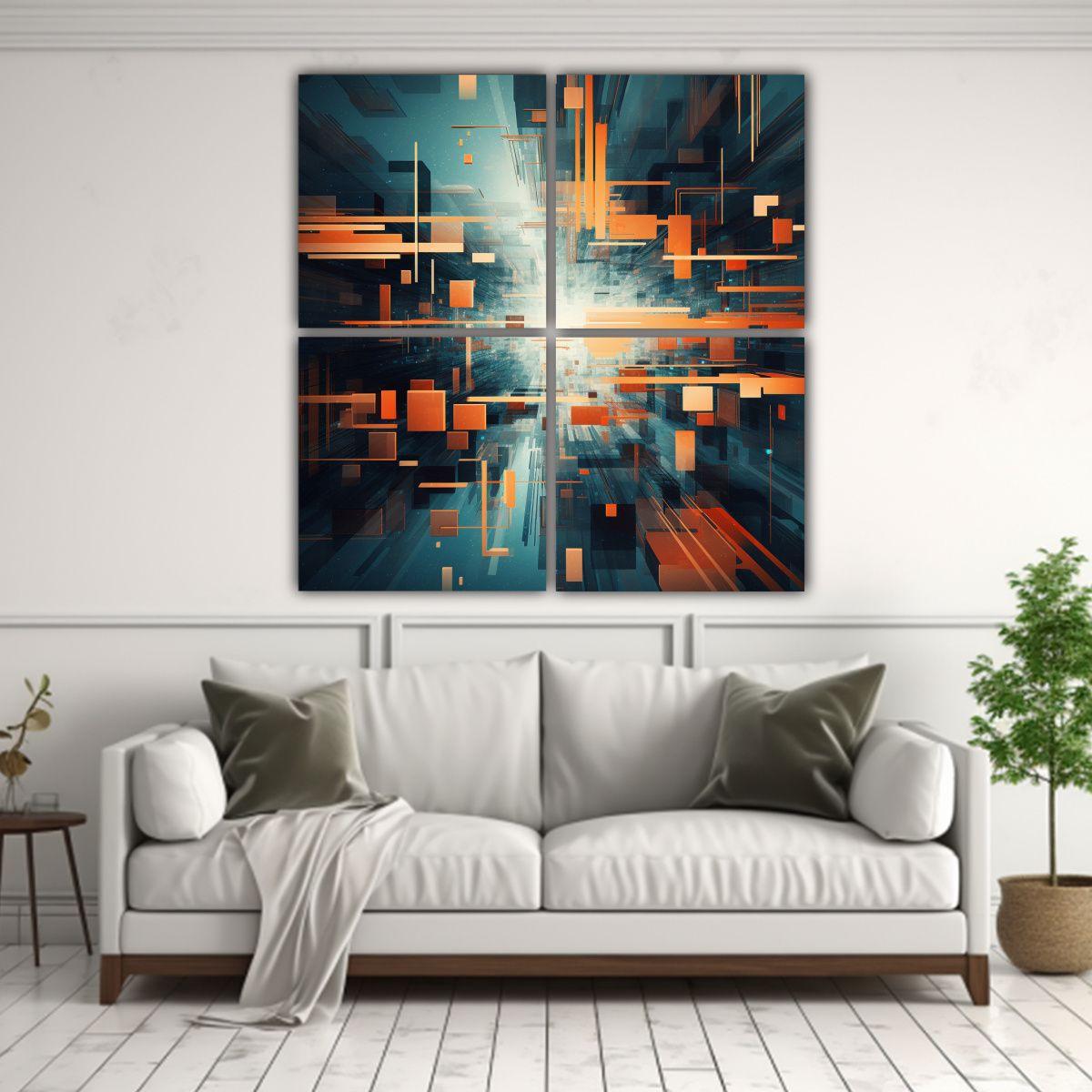 Cuadro Expresión Visión Abstracta Arte Digital 180x180 Cm-2