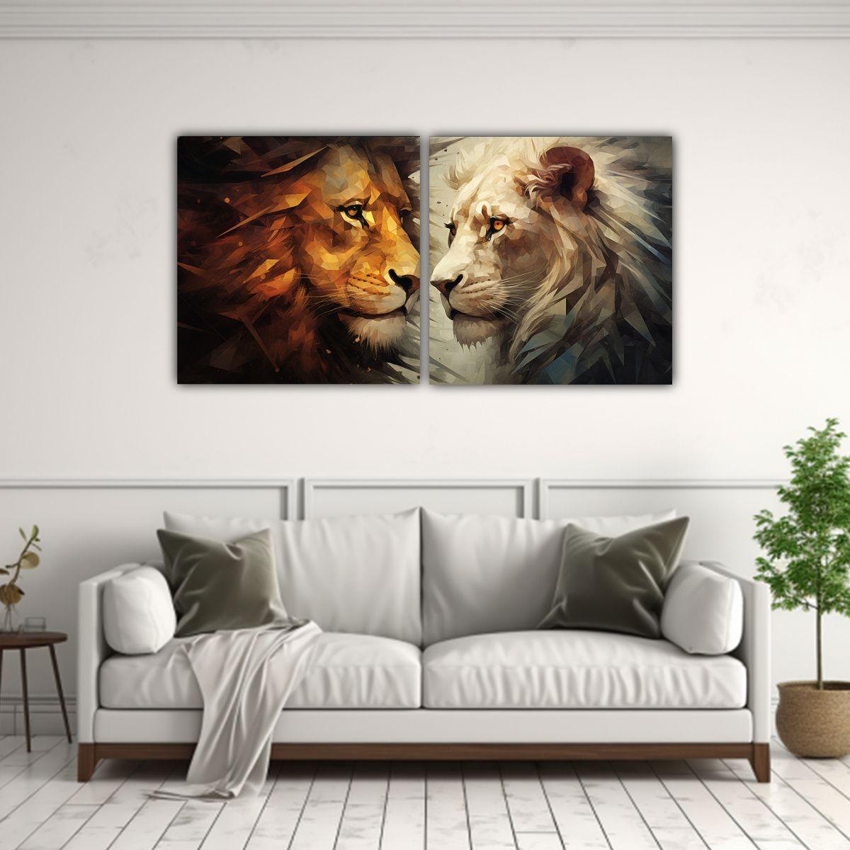 Cuadros Abstractos De Leones En Estilo Galería 40x20 Cm-2