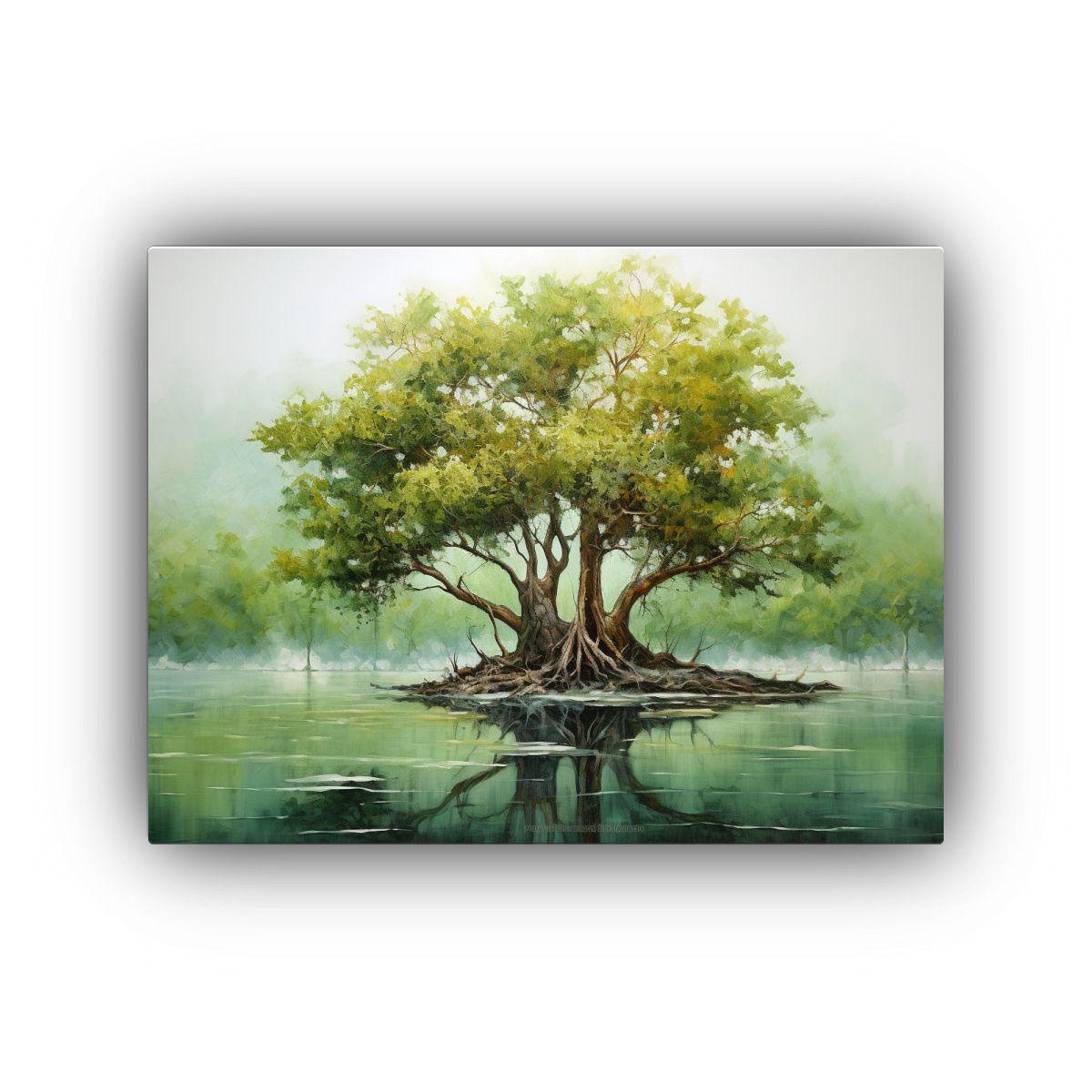 Pintura Abstracta De Un árbol De Mangle En Estilo Detallado 120x80cm-0