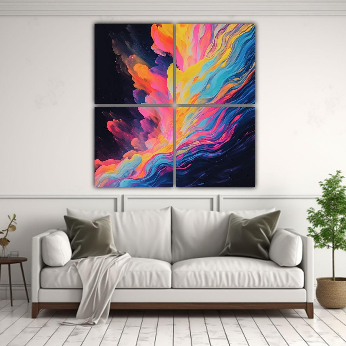 Cuadro Estilo Galería Abstracto Nubes 200x200 Cm-2