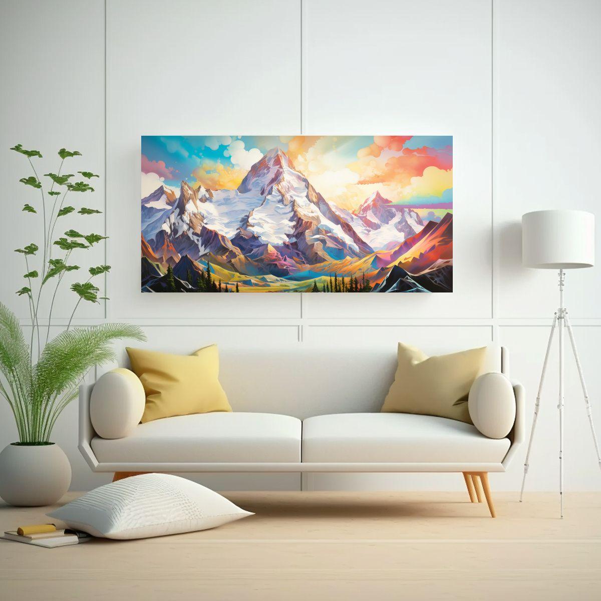 Pintura Lienzo Duradero Montañas Famosas Colores 120x60cm-2