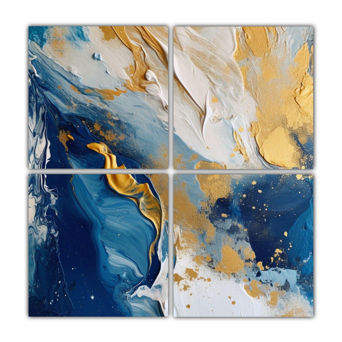 Cuadros Acuarela Azul Y Dorado Para Decoración 200x200 Cm-0