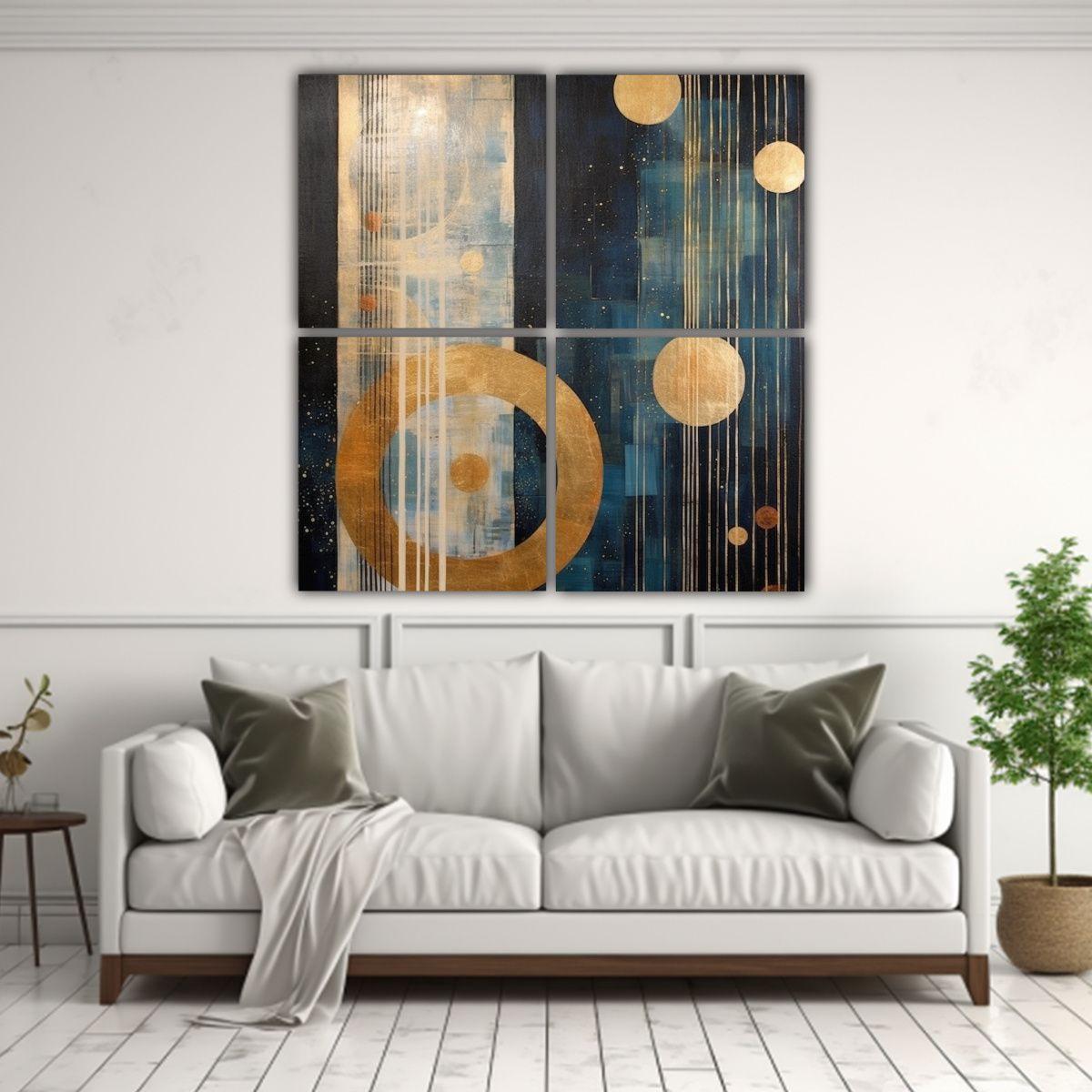Cuatro Telas En Bastidor Vanguardia Escenario 200x200 Cm-2