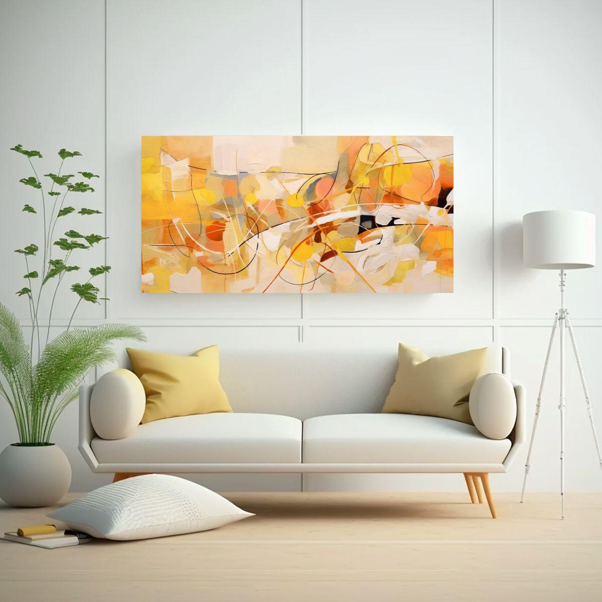 Cuadro Abstracto En Bastidor: Líneas Y Colores 80x40cm-2