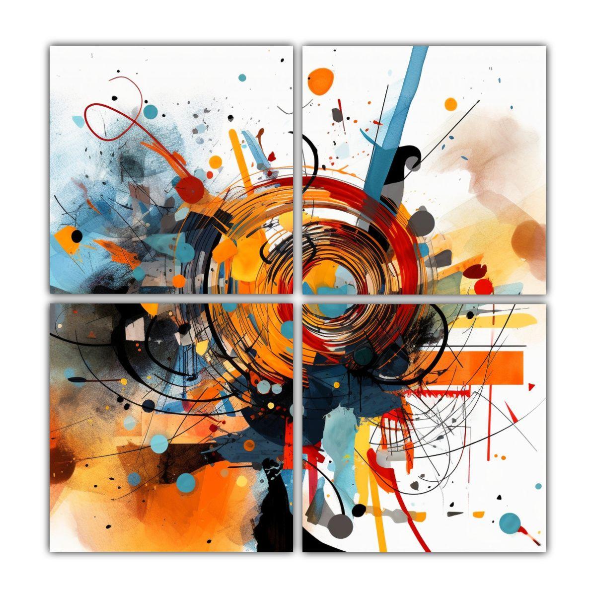 Cuadriptico Abstracto Figuras: Representación 200x200 Cm-0