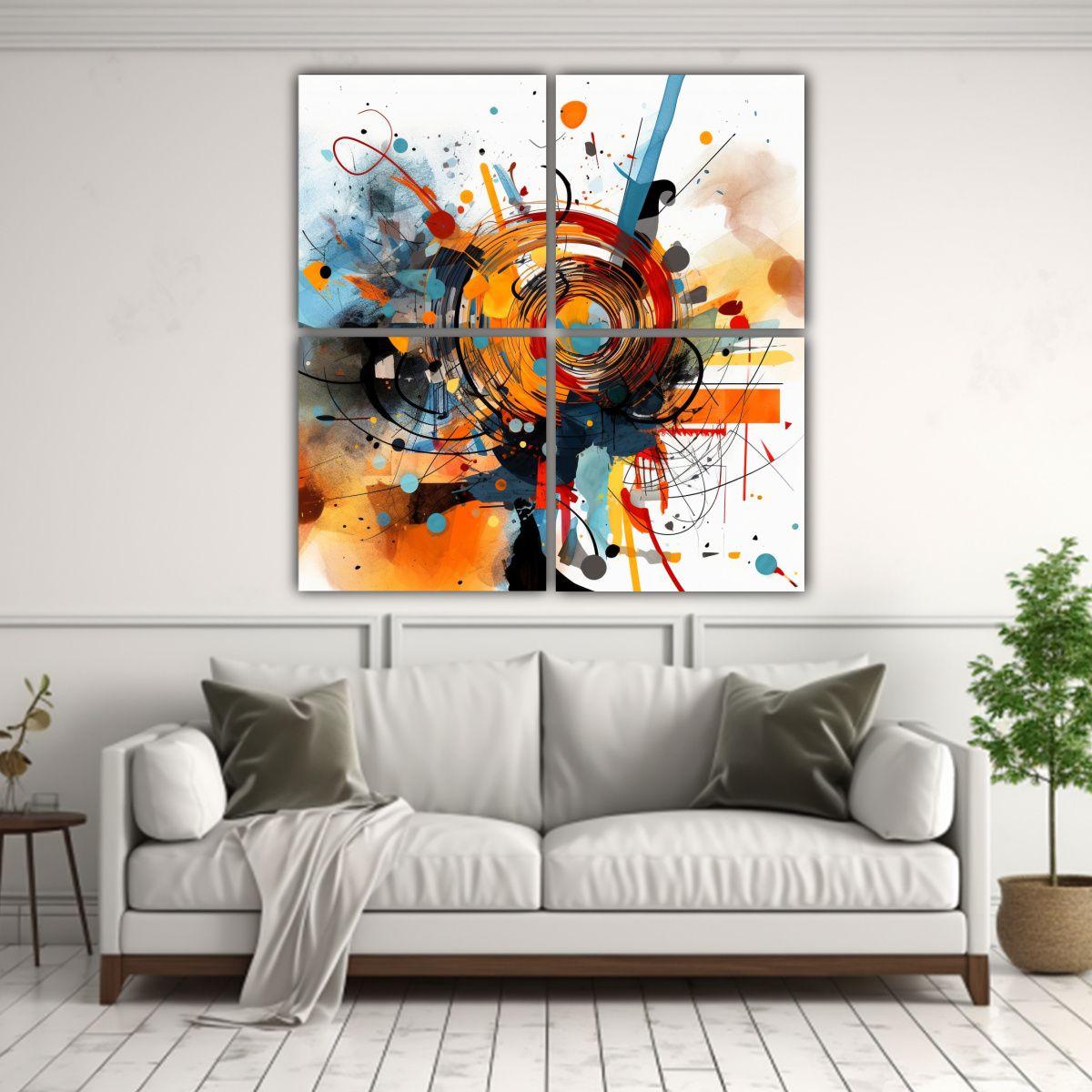 Cuadriptico Abstracto Figuras: Representación 200x200 Cm-2