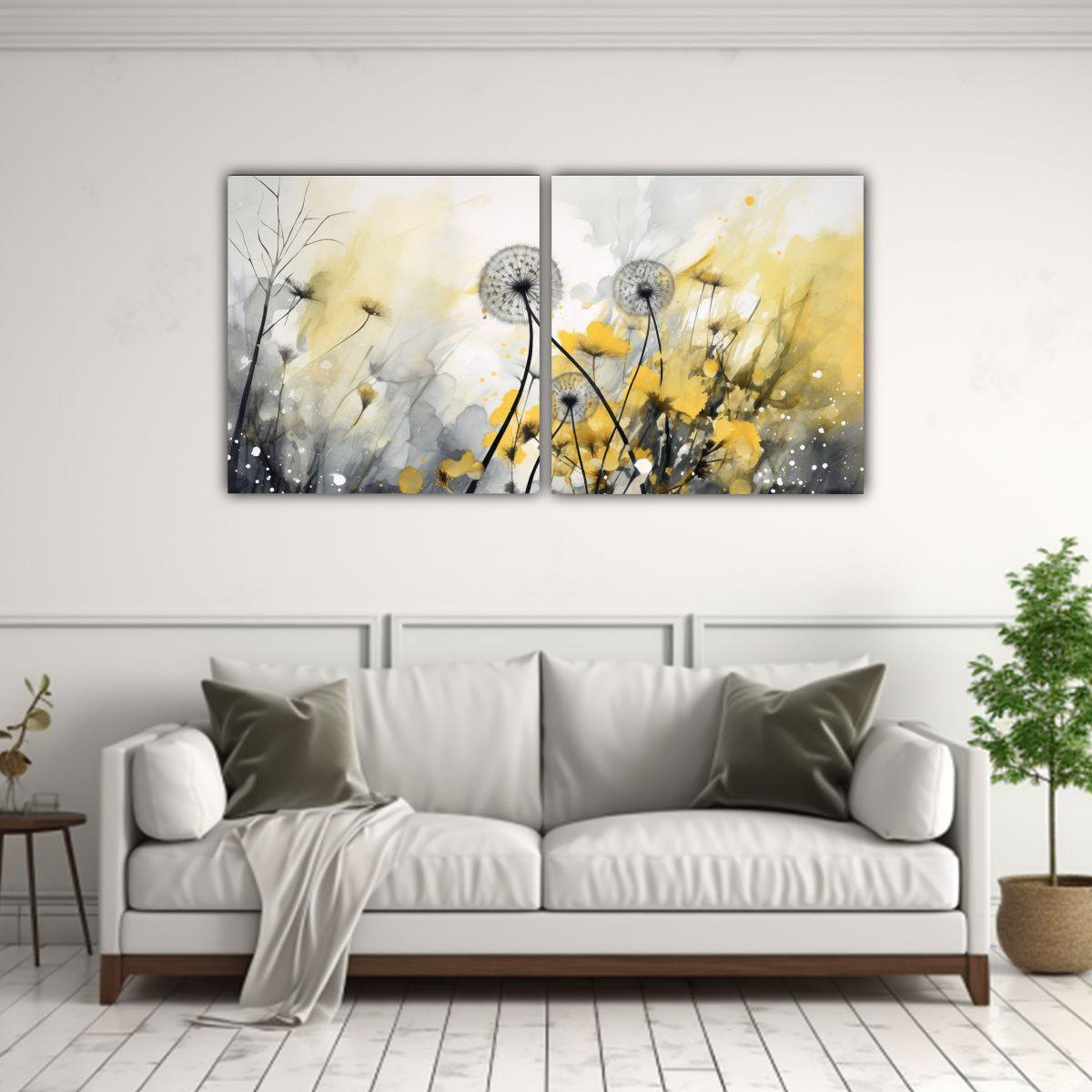 Cuadros Abstractos Con Flores De Diente De León 120x60 Cm-2
