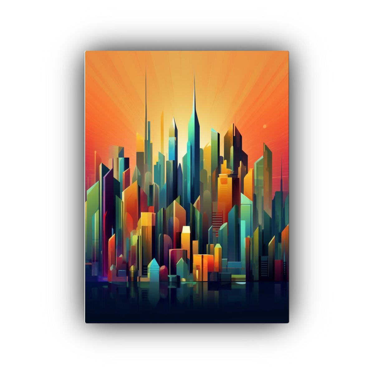 Cuadros Decorativos De Ciudad Con Paisaje Urbano Geométrico 30x40cm-0
