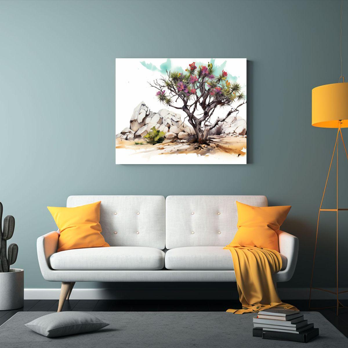 Venta De Lienzo Visual: Árbol De Josué En Acuarelas Colore 120x80cm-2