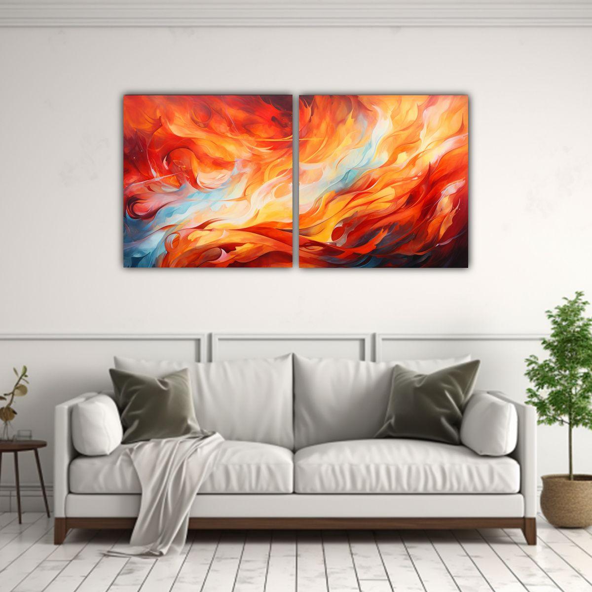 Artes De Pared Moderno Abstracto En Rojos Cálidos 160x80 Cm-2
