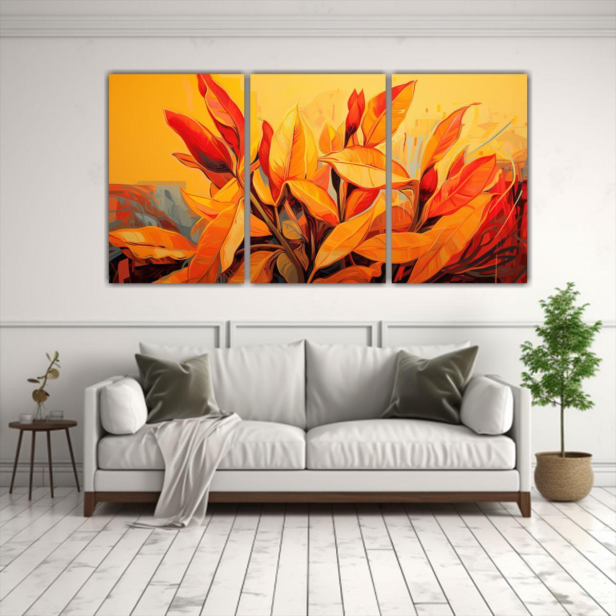 Cuadro Juvenil En Bastidor: Tres Telas Con árbol 180x90 Cm-2