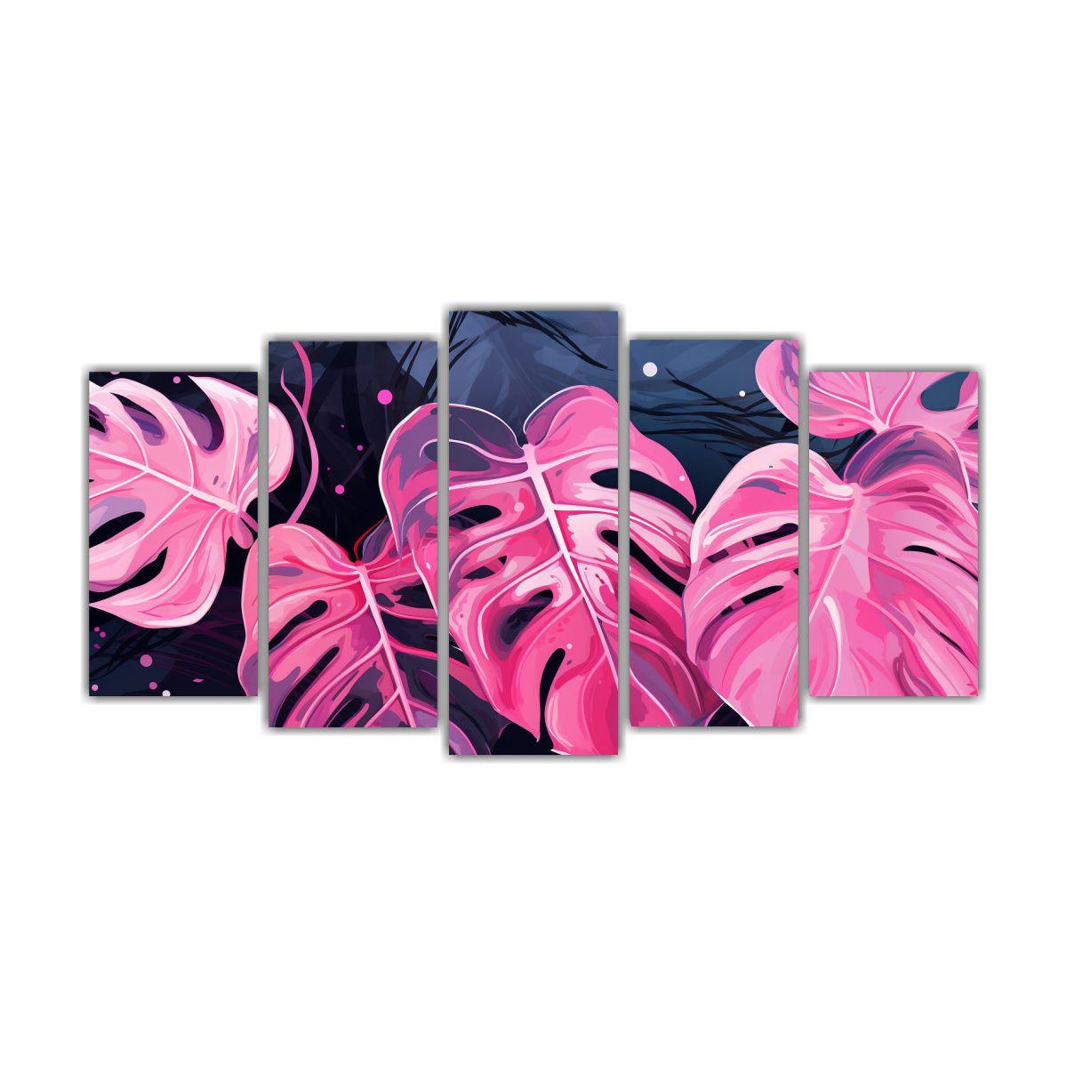 Cuadros Modernos De Monstera Leaves En Rosa: 200x100 Cm-0