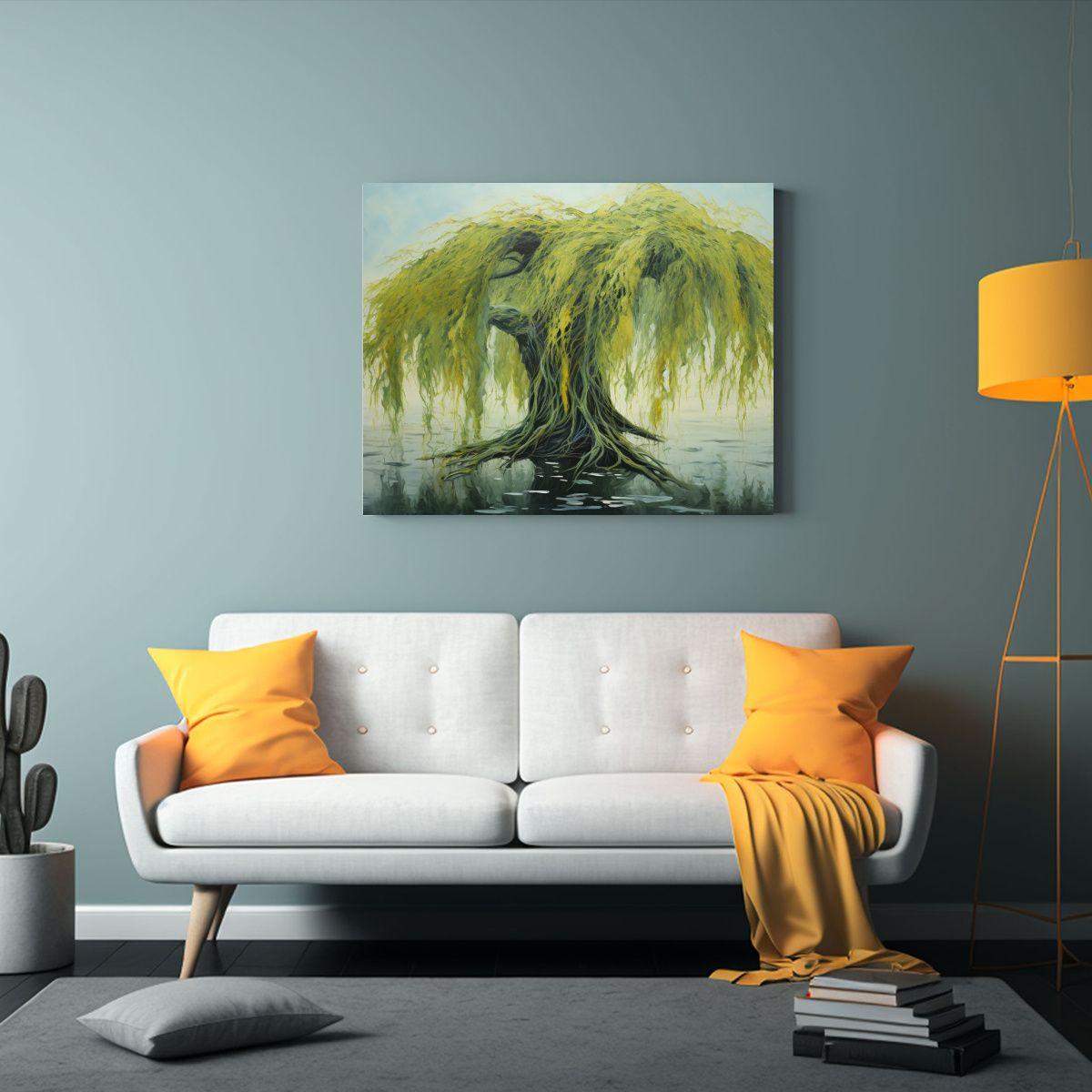 Cuadro Impreso Duradero Abstracto De Árbol De Sauce Estilo  60x40cm-2