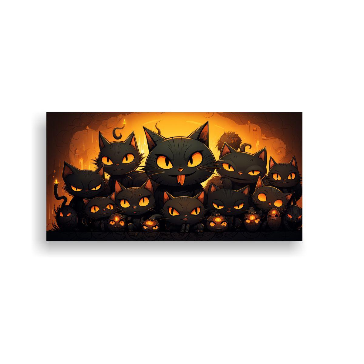 Cuadro De Gatos Negros En Bastidor: Felina Y 160x80cm-0