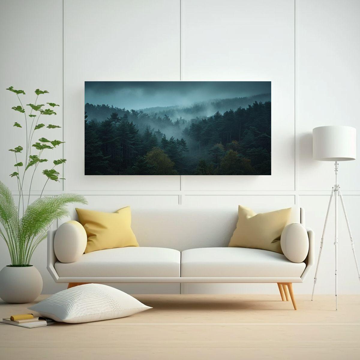 Cuadro En Bastidor Abstracto Bosque Oscuro Desde 80x40 Cm-2