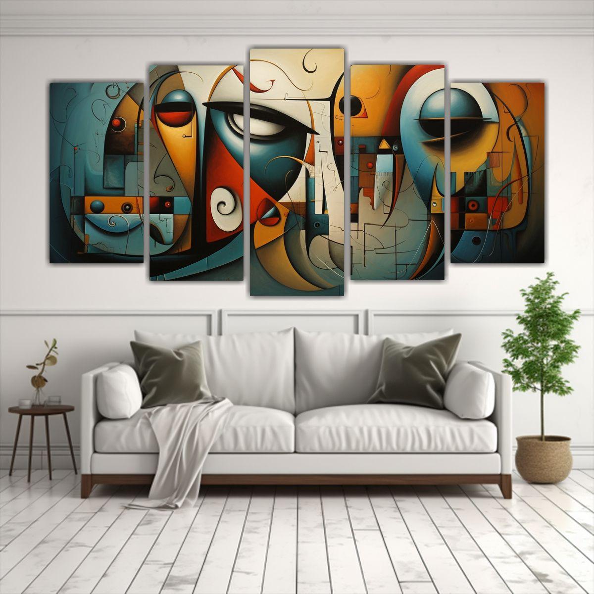 Pinturas Abstractas Con Líneas Luminosas De 150x75 Cm-2