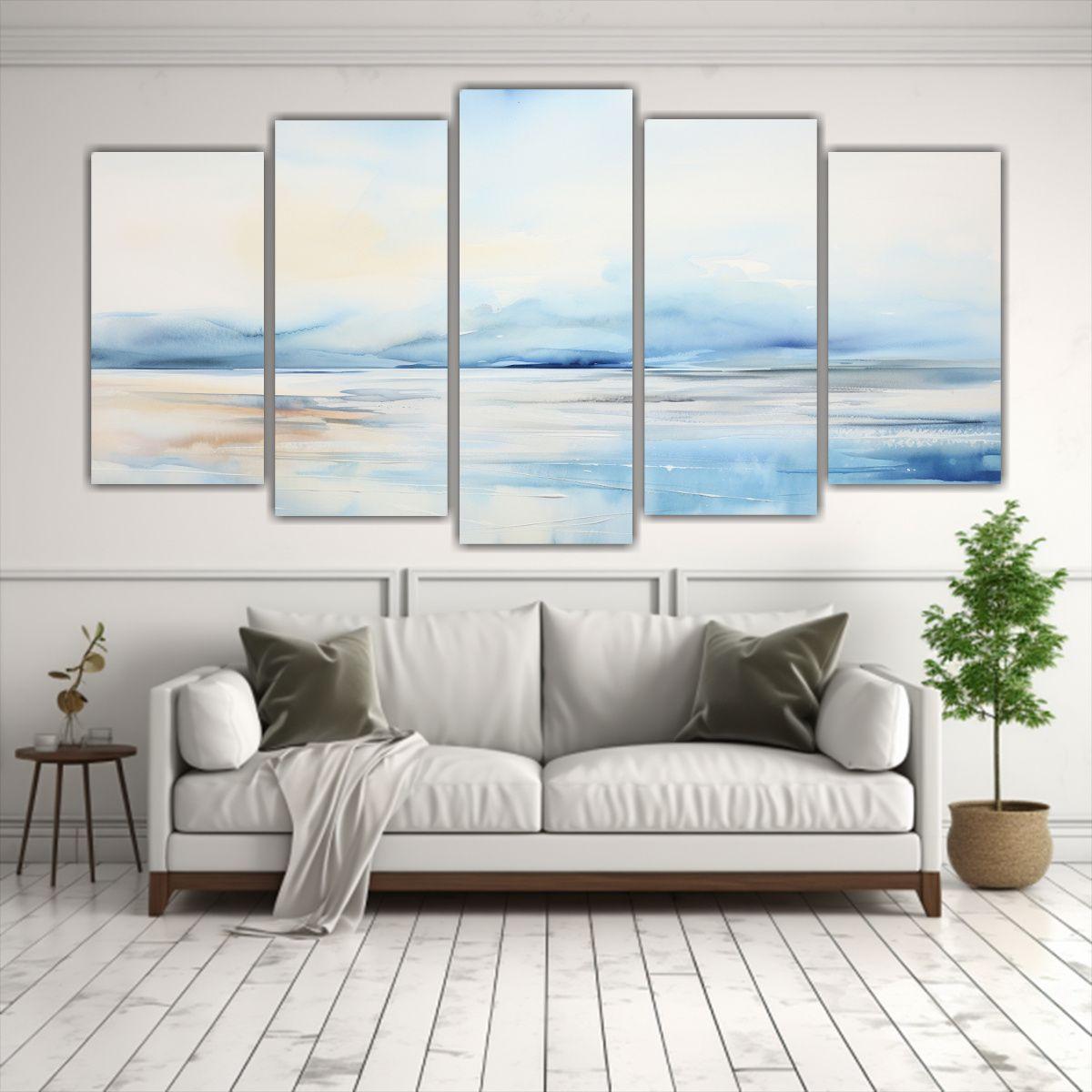 Pintura Abstracta Alegre De Escena Costera En 150x75 Cm-2