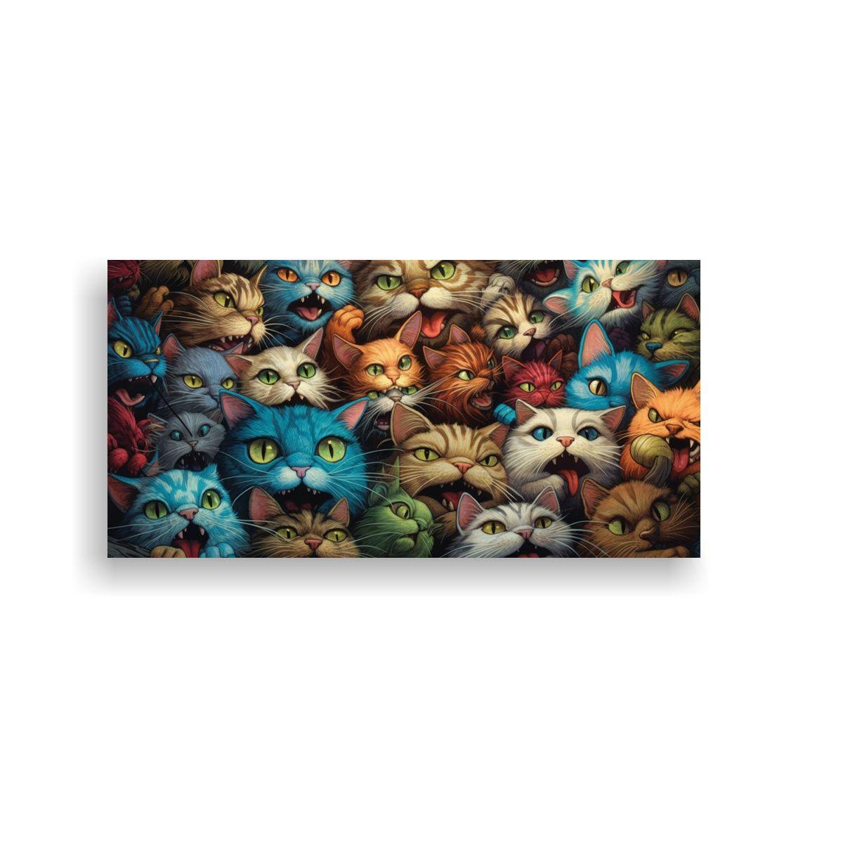 Cuadro De Gatos Con Ojos Extraños Para 40x20 Cm-0