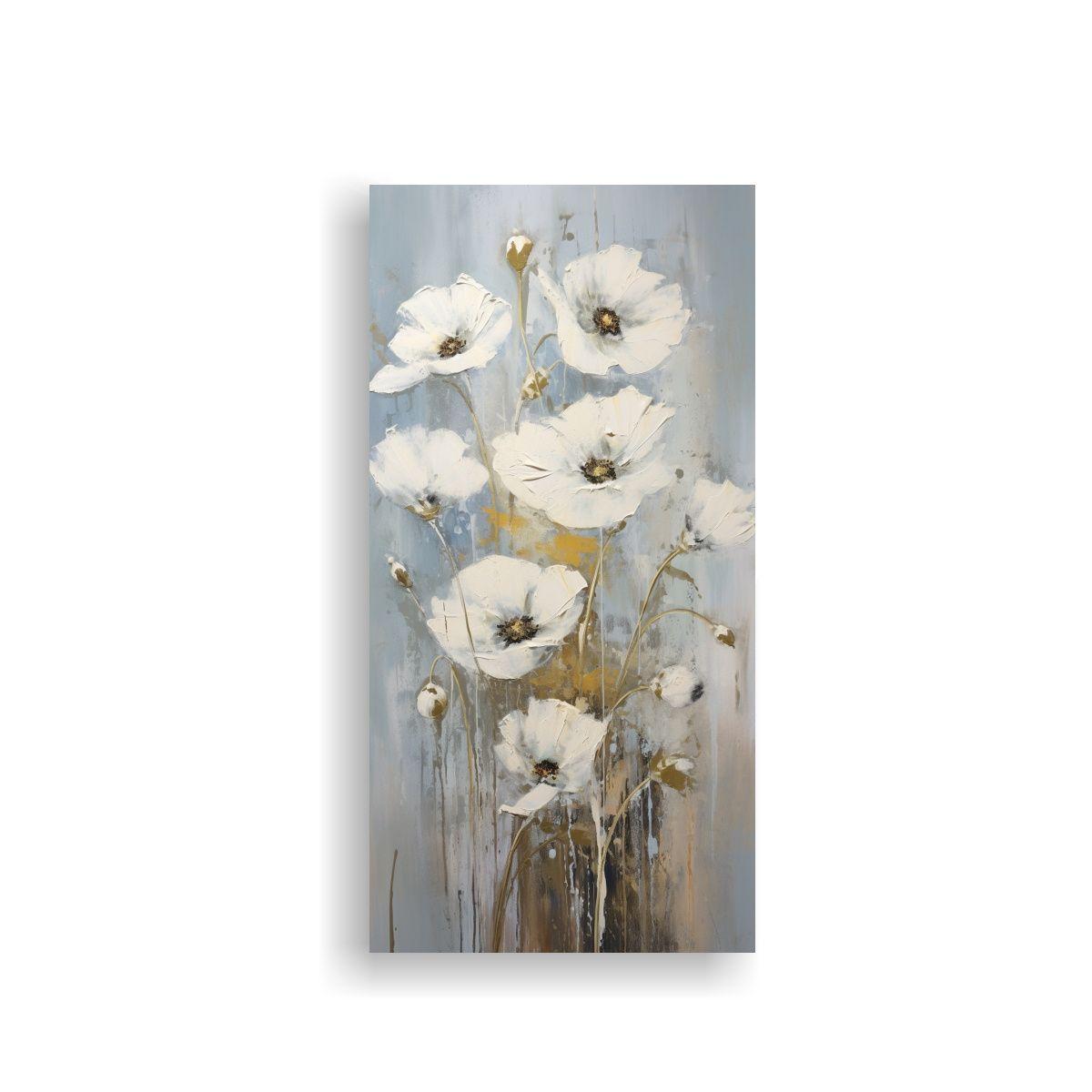 Arte De Pared Acuarela Flores Blancas En El 20x40 Cm-0