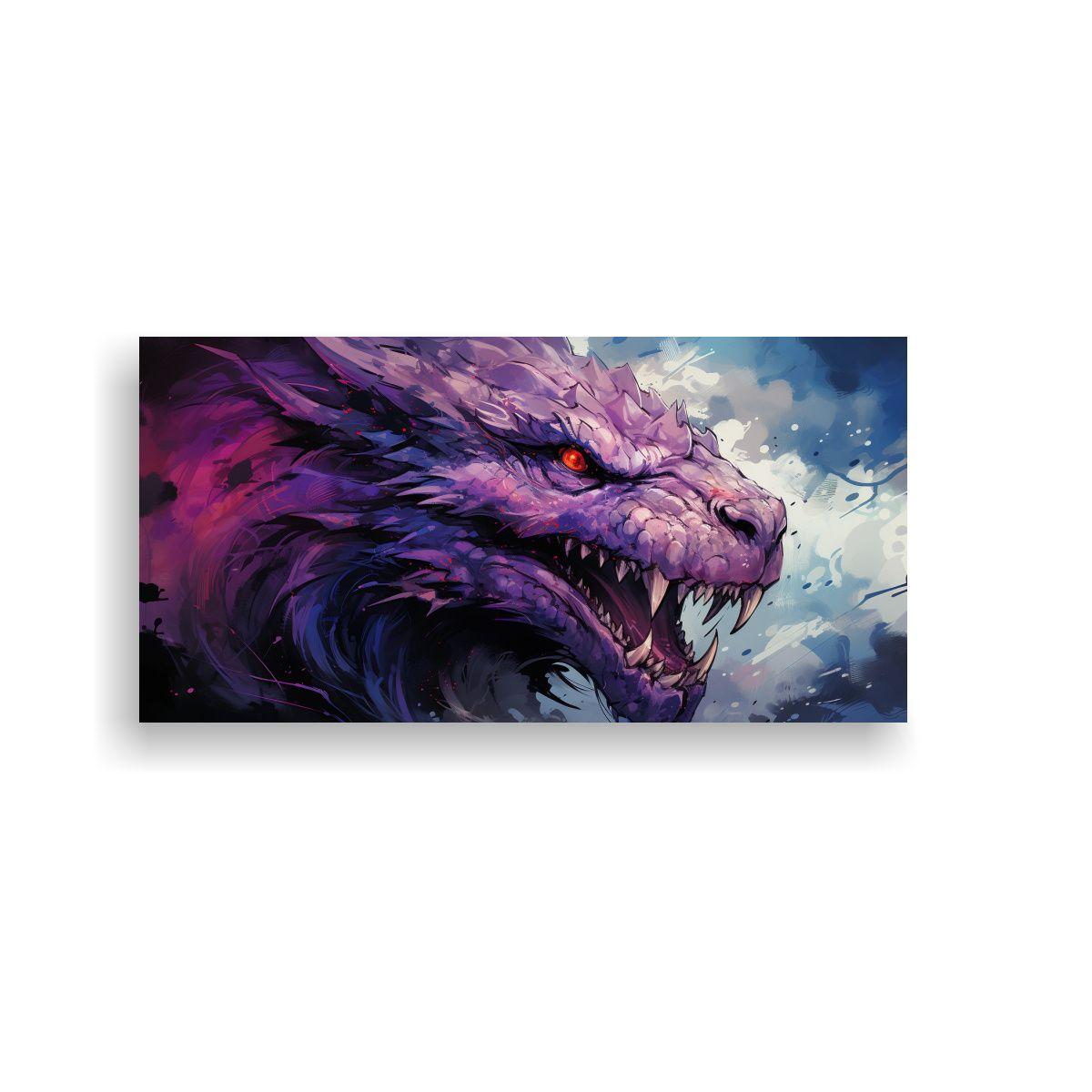 Pintura En Tela Temática De Dragón En Tonos 100x50cm-0