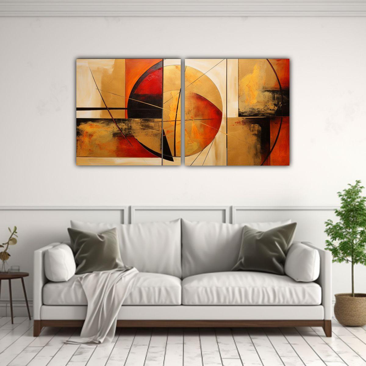 Cuadros Abstractos Con Dorado Para Interiores 160x80 Cm-2