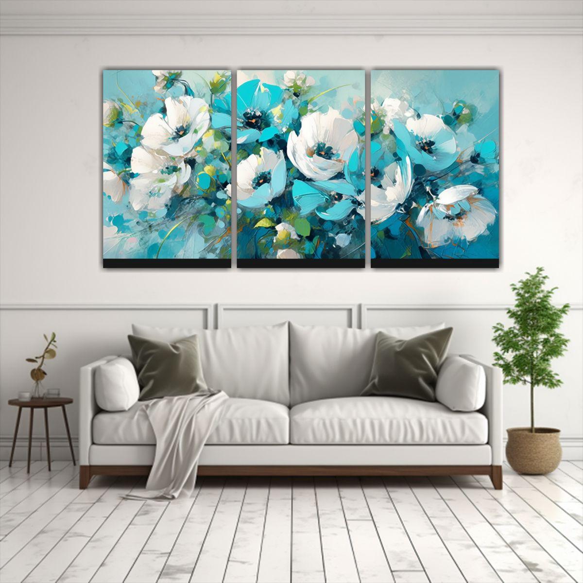 Cuadro Tres Artes Vanguardia Escena Turquesa 120x60 Cm-2