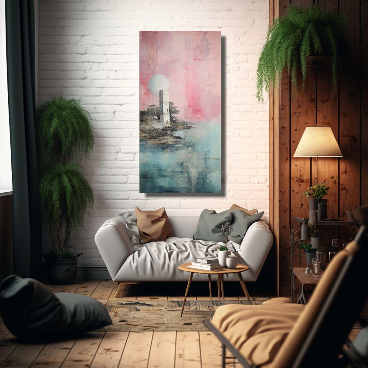 Pintura Sublimada Con Acuarelas Rosadas, 80x160cm-2