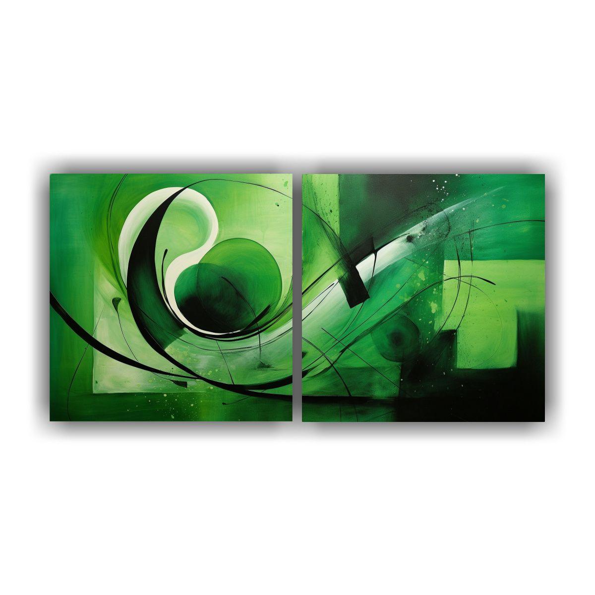Cuadro Abstracto Verde De Alta Calidad 100x50 Cm-0
