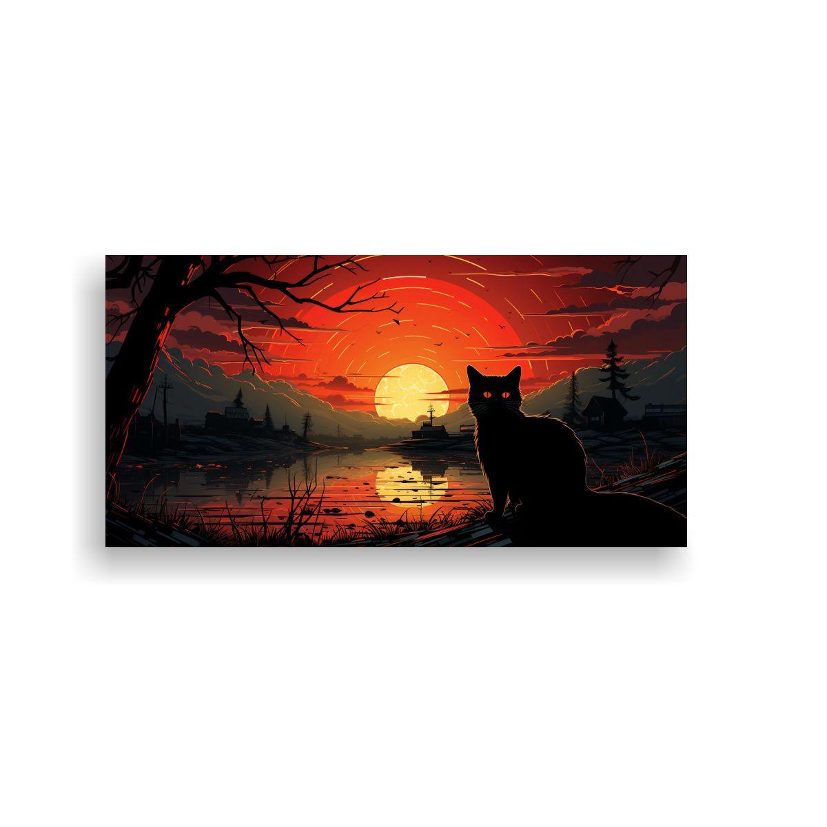 Cuadros Decorativos De Gatos Negros Con Ojos 120x60cm-0