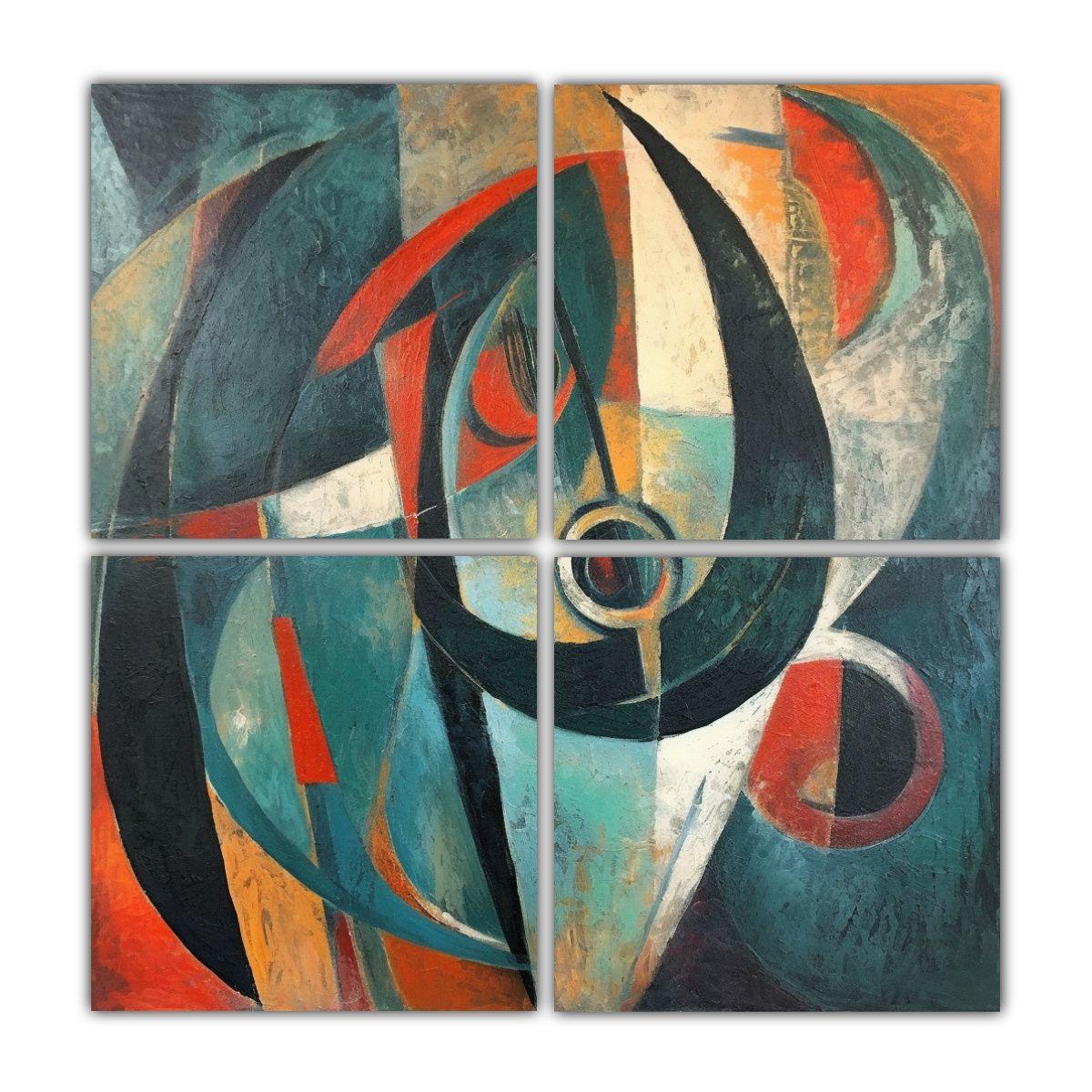 Pintura Al óleo Abstracta 1950 Movimiento 60x60 Cm-0