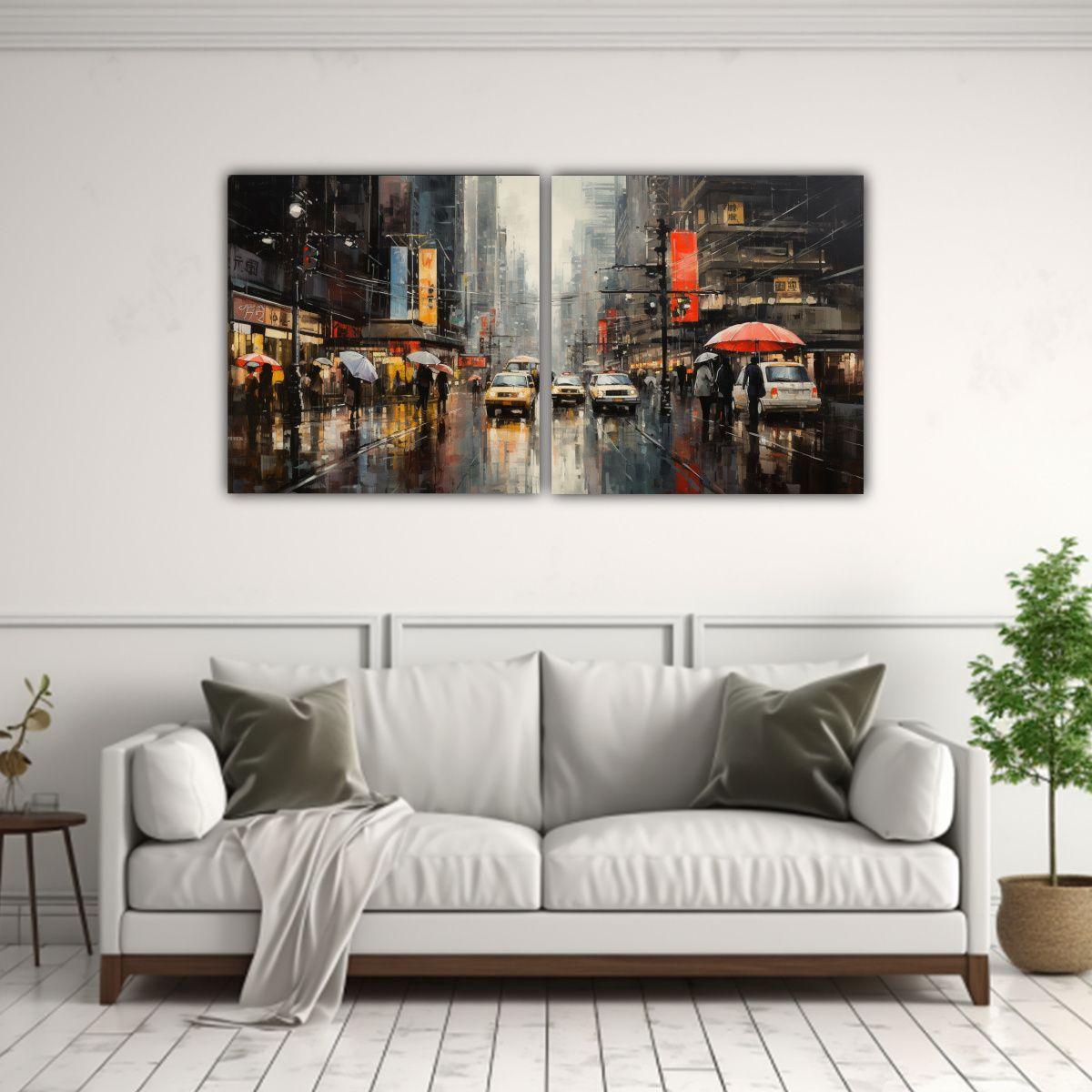 Conjunto De Lienzos Abstractos Exuberantes 100x50 Cm-2