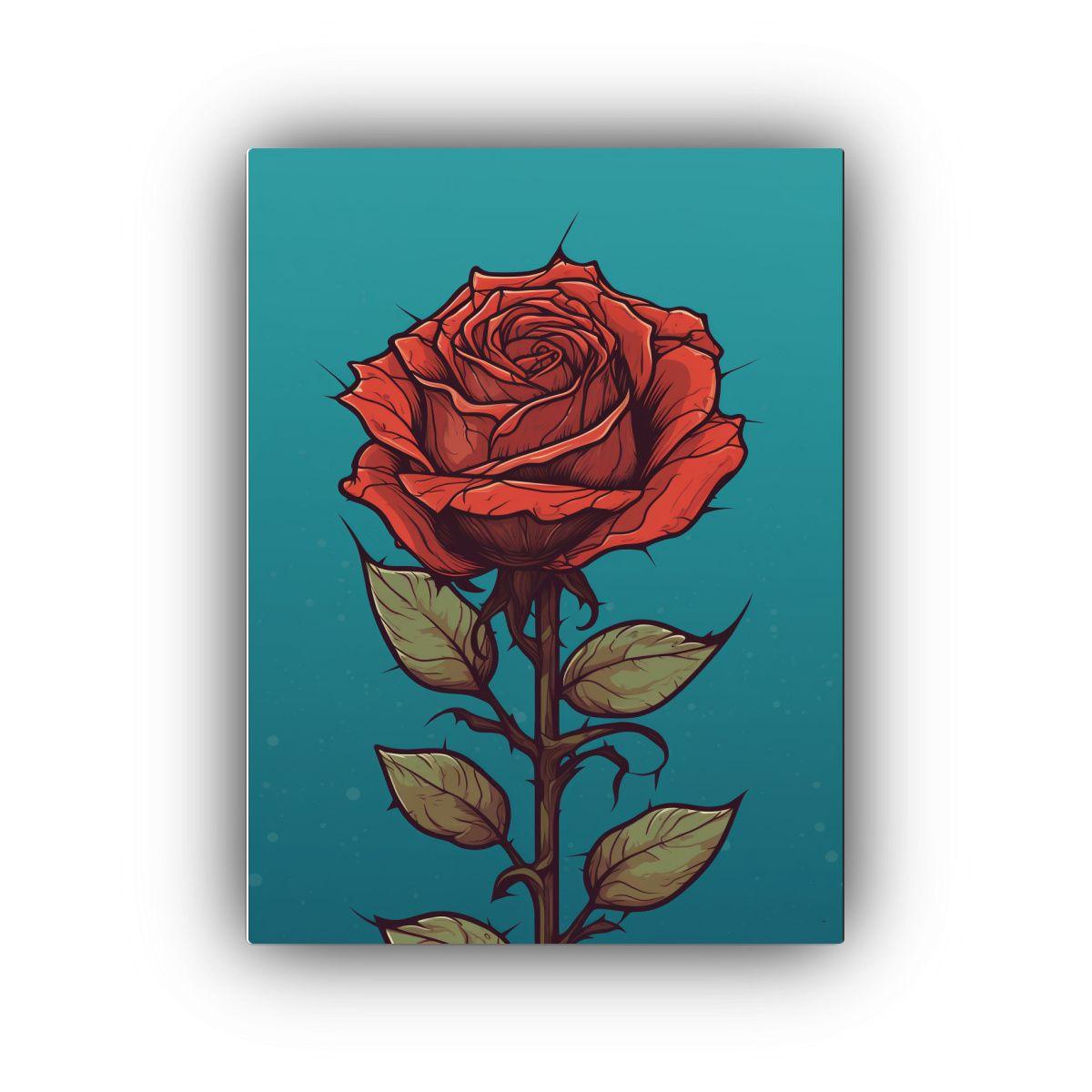 Pintura Decorativa Lienzo Diseño Rosa Roja 50x75cm-0
