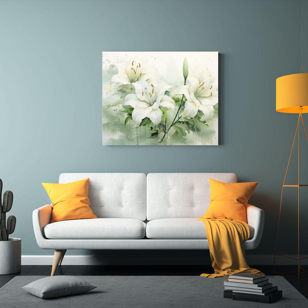 Pintura Abstracta Líneas Finas Verde Y Blanco 90x60 Cm-2