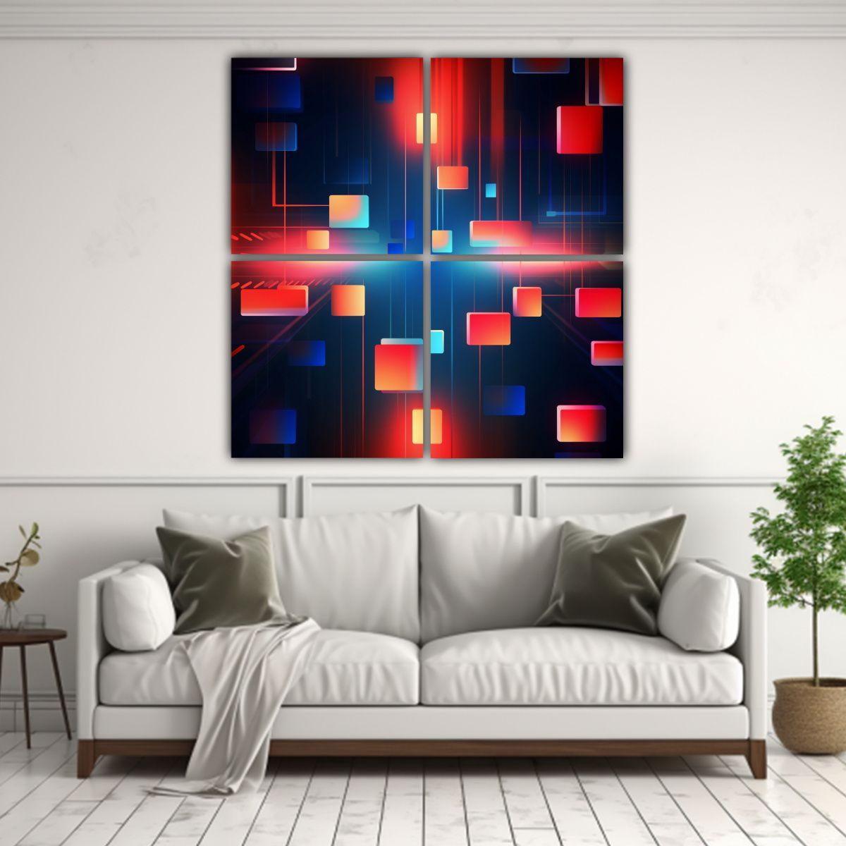 Cuatro Cuadros Sublimados De Tela Con Diseño 100x100 Cm-2