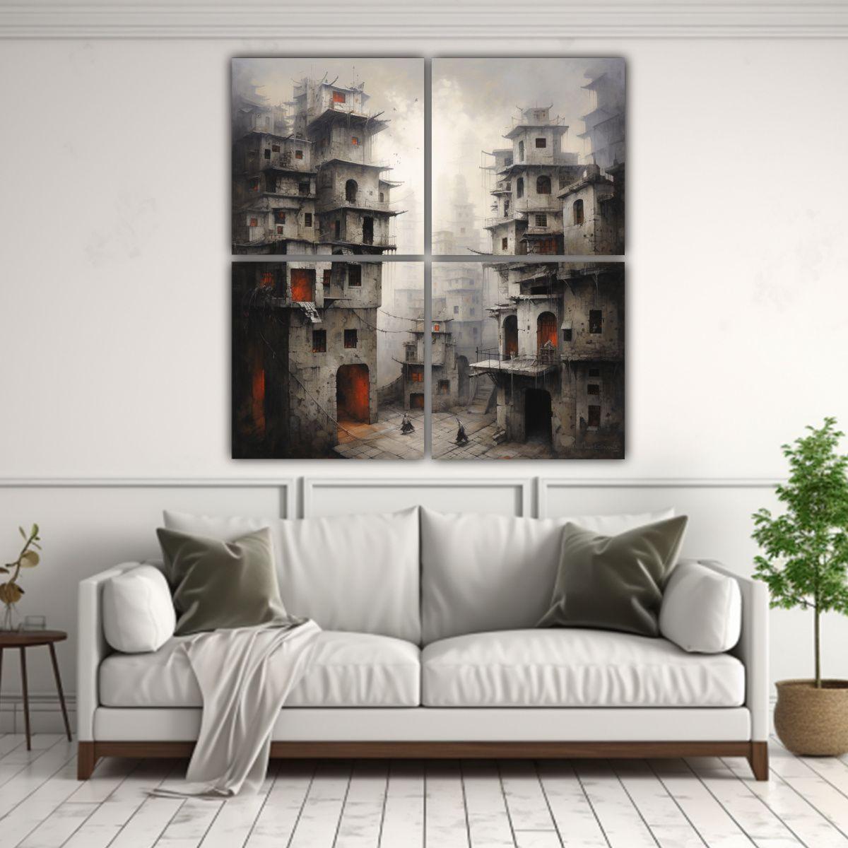 4 Cuadros Inspiradores De Efecto Visual Pintura 160x160 Cm-2