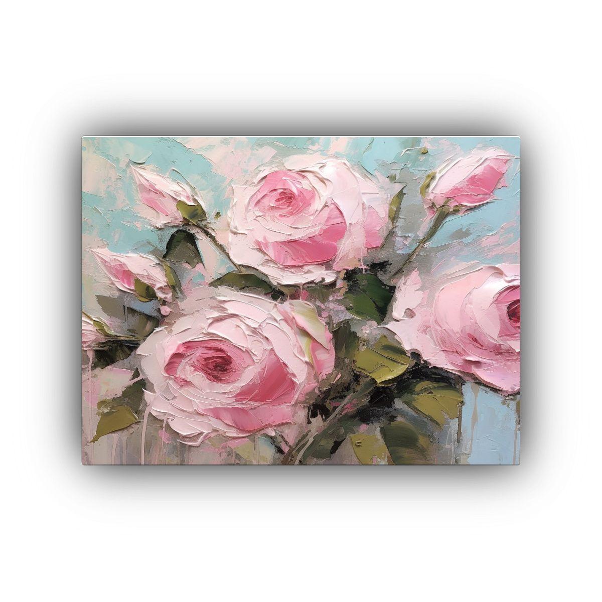 Pintura Abstracta De Rosas Rosas Suaves Para Decoración De  50x40cm-0