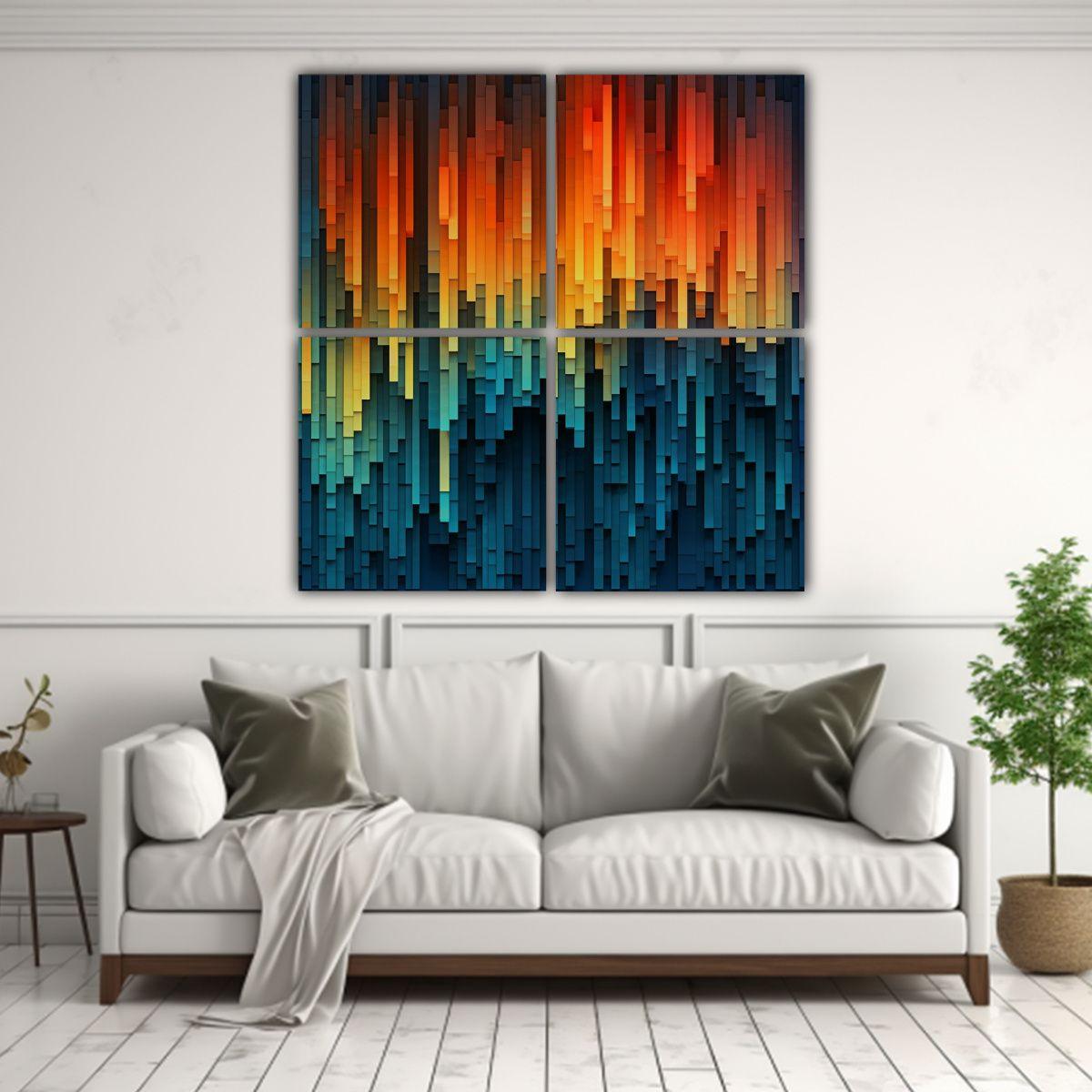 Cuadro Cuadro Intenso Con Líneas De Colores 160x160 Cm-2