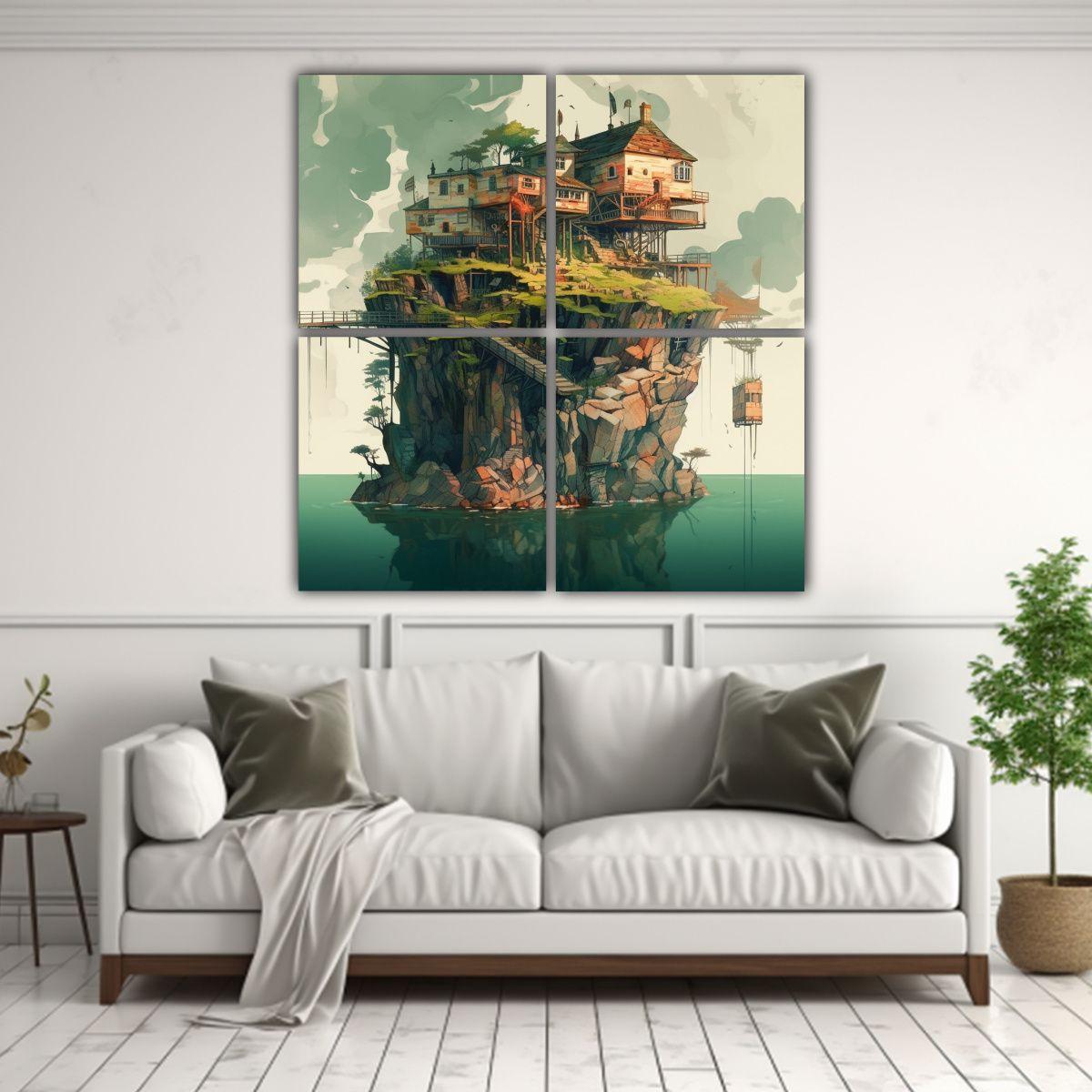 Pinturas Decorativas Cuatro Canvas Movimiento 100x100 Cm-2