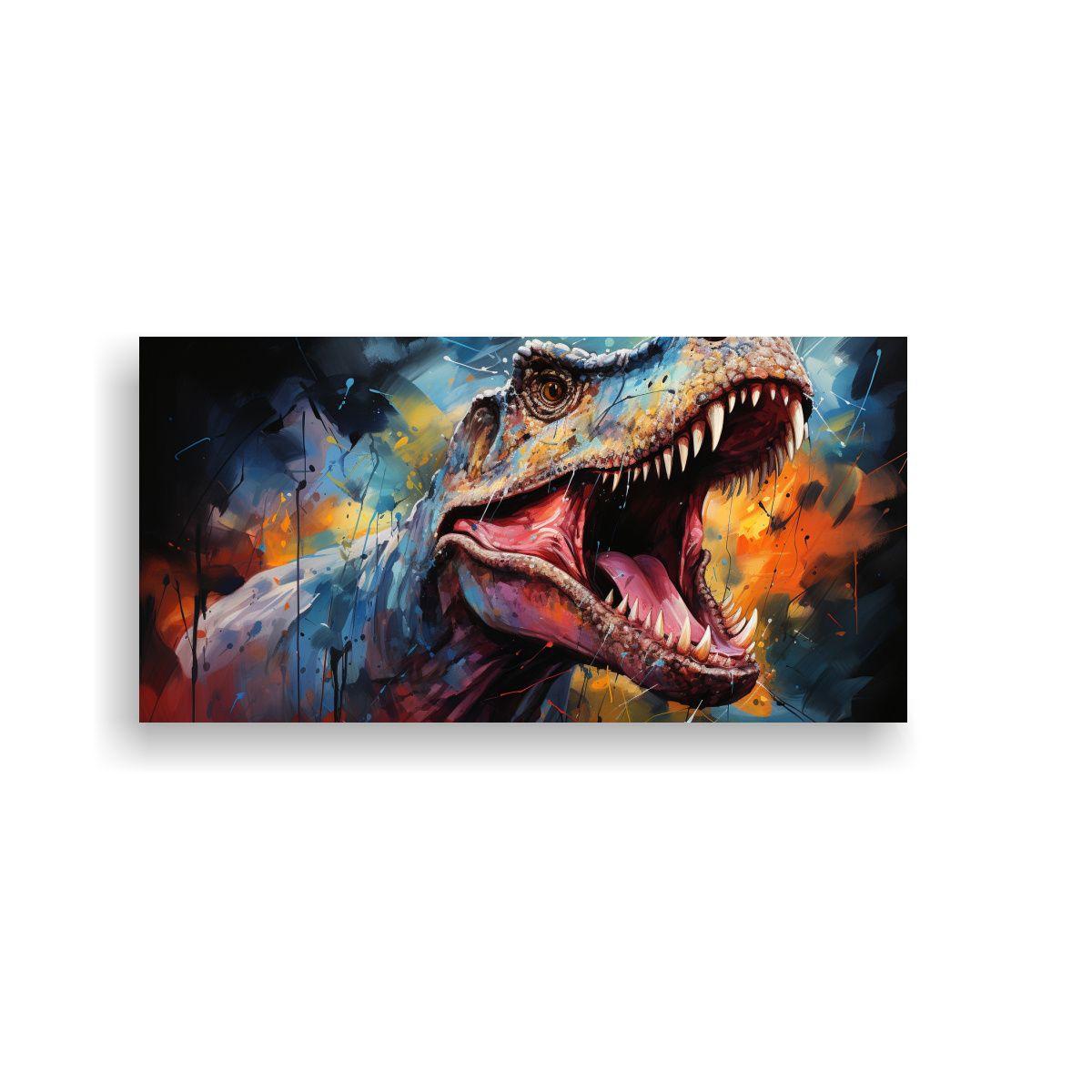 Cuadro De Tela Estilo Galería Rex Tiranosaurio Ac 80x40cm-0