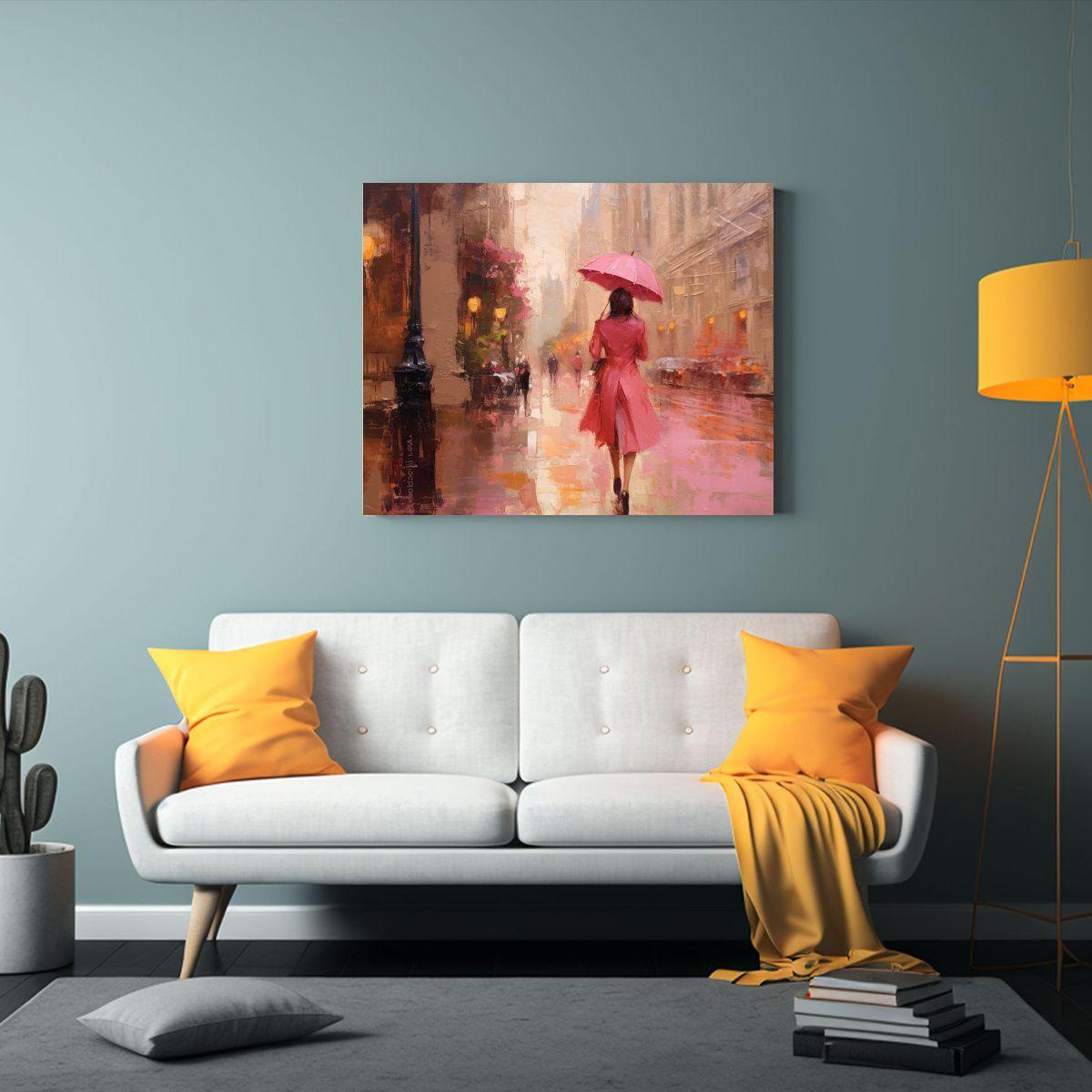 Cuadro Decorativo Sala: Irene Napier Madrid Bajo La Lluvia,  90x60cm-2