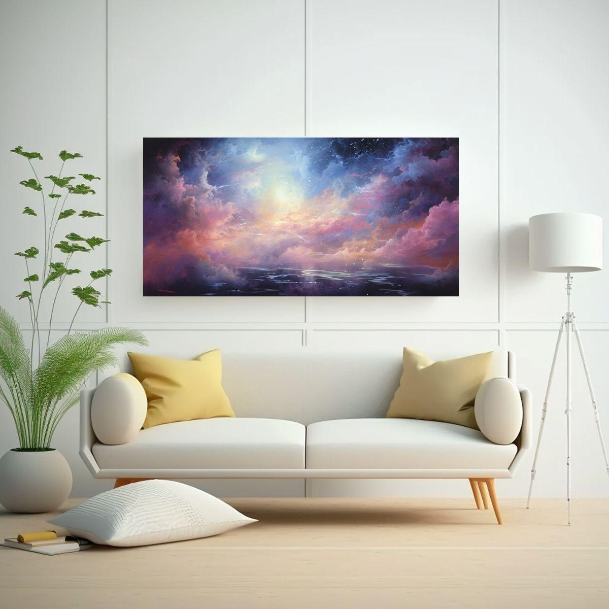 Cuadro Decorativo Abstracto Nocturno Con Colores 160x80cm-2