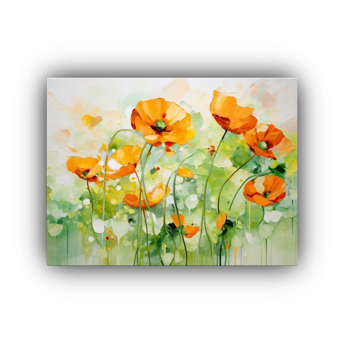 Cuadro Abstracto De Flores De Buttercups En 65x50cm-0