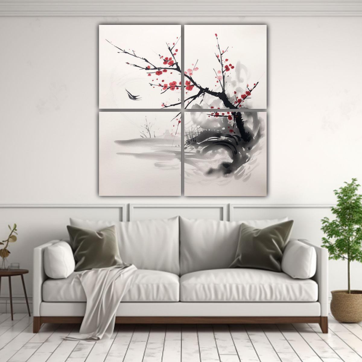 4 Lienzos De Tela Composición Combinación 120x120 Cm-2