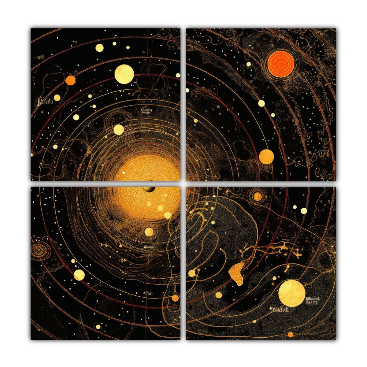Obra Maestra: Mapa Sistema Solar Estilo Pintura 120x120 Cm-0