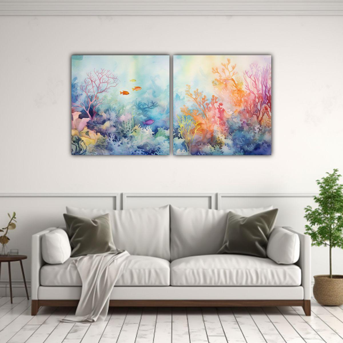 Cuadros Abstractos De Regalo: Escena Submarina 100x50 Cm-2