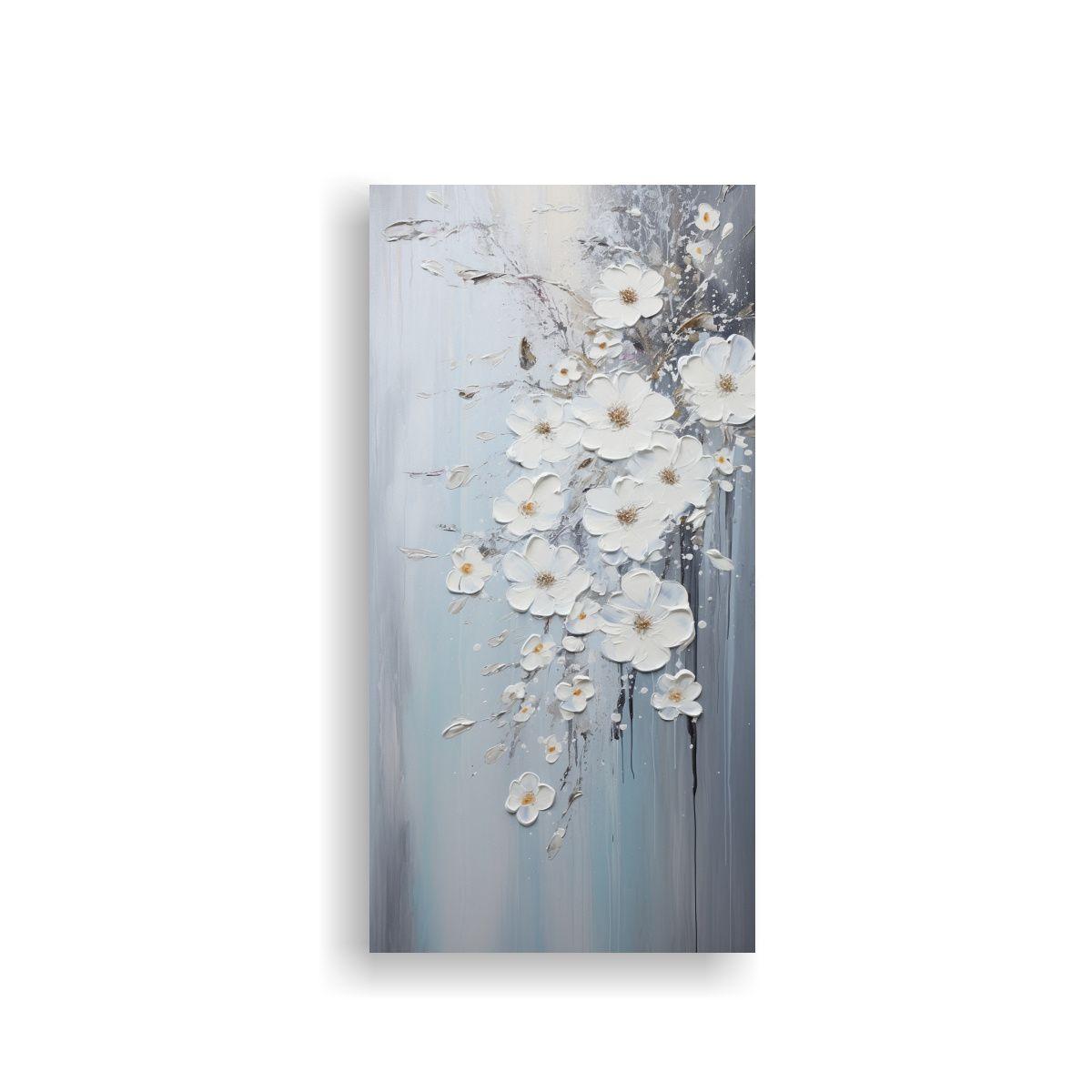 Cuadro Moderno Acrílico Blanco Con Salpicaduras 50x100cm-0