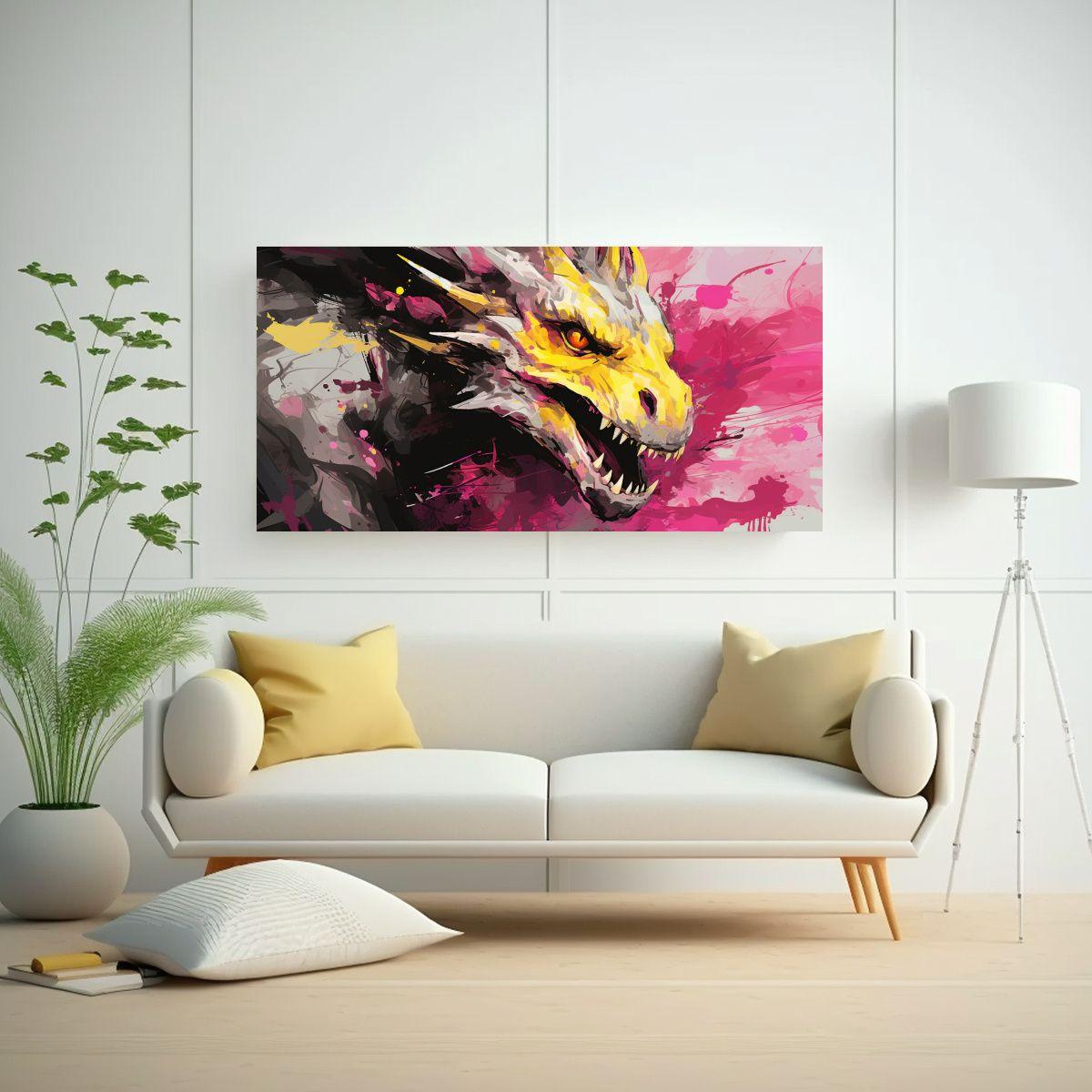 Cuadros De Pared Minimalistas Con Dragón En Color 40x20cm-2