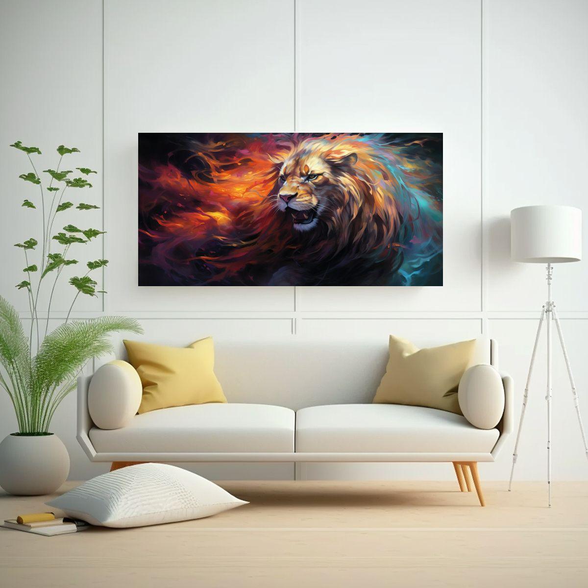 Pintura Al Estilo óleo De Animales Legendarios 100x50cm-2