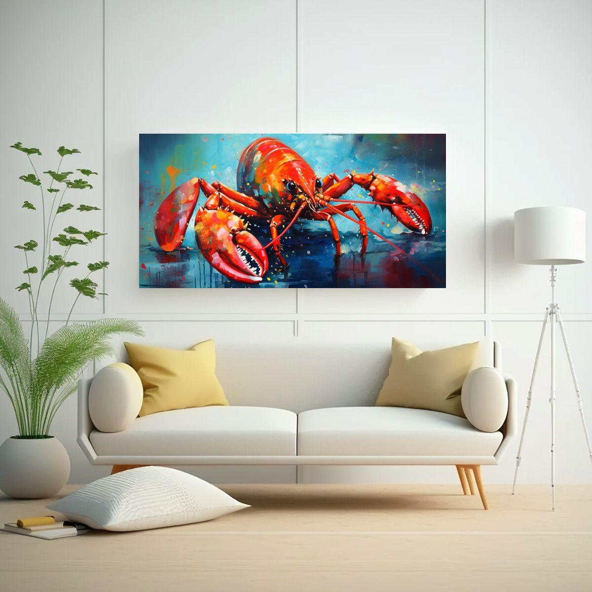 Pintura Acuarela De Langosta Estilo Pintura Al Est 100x50cm-2
