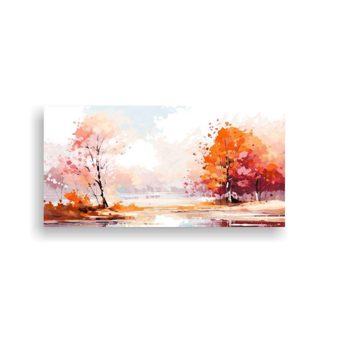 Mural Horizontal De Paisaje Otoñal En Blanco Neo  160x80cm-0